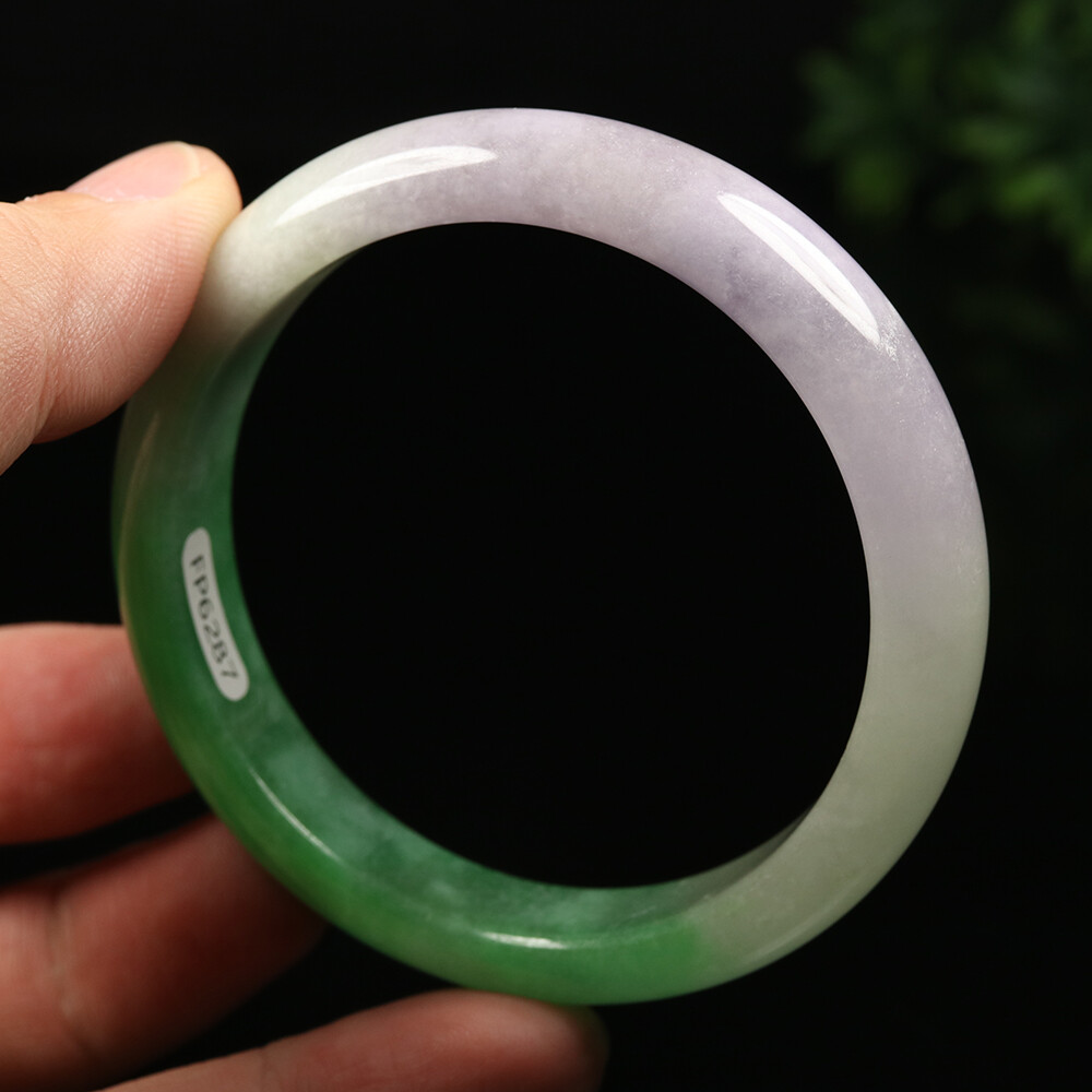 58mm White Lavender Green Jadeite Jade Bangle Bracelet Burma Jade Bangle A-12627