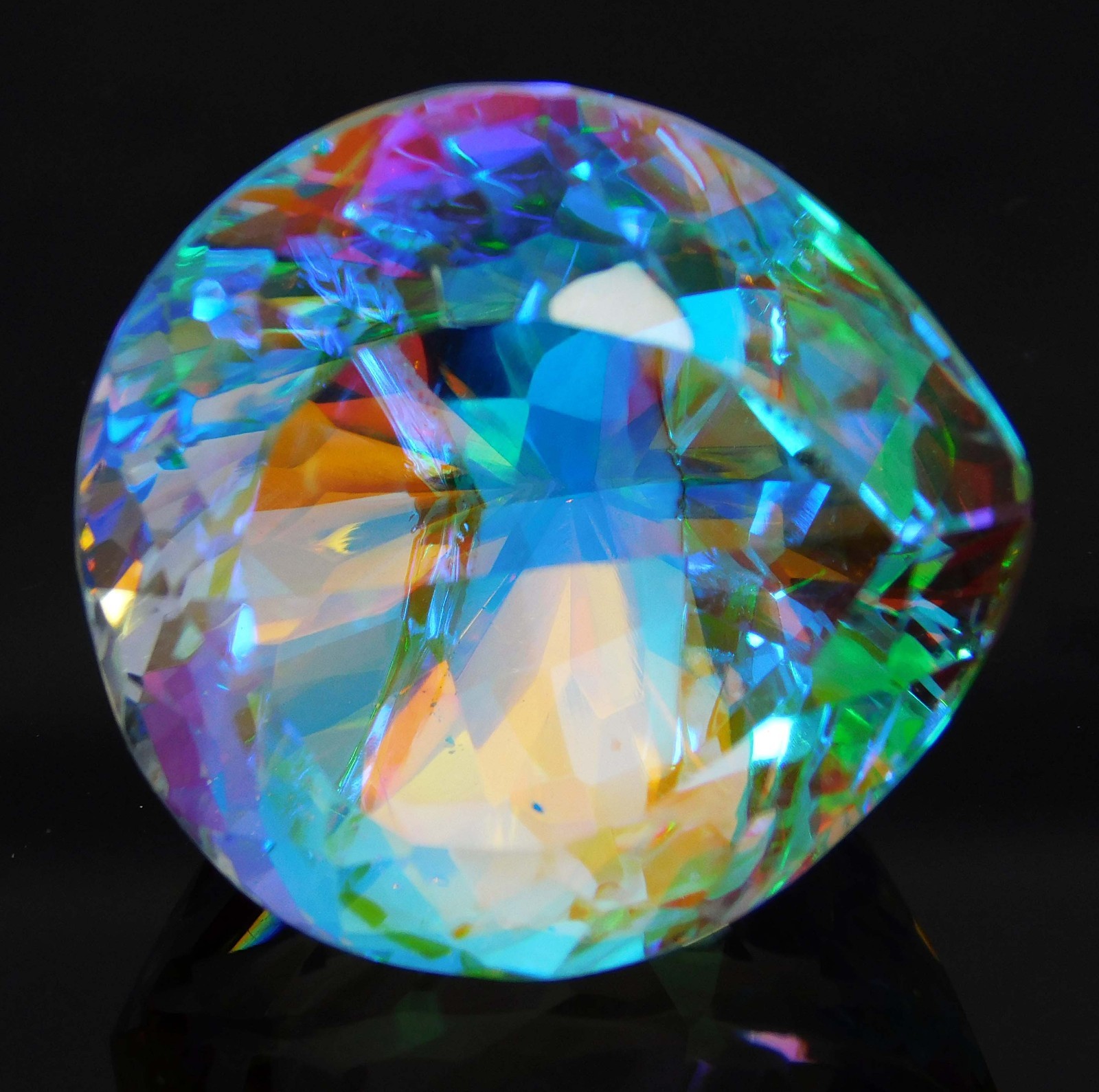 Certified Natural Mystic Topaz 74.95 Ct Pear Cut Brazilian Rainbow Loose Gem