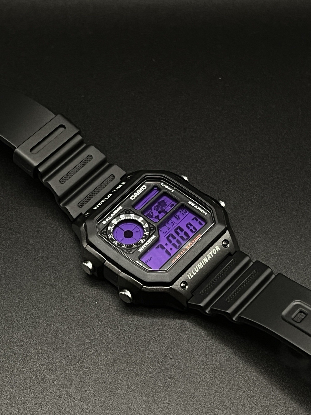 “Dark Matter” | Custom Casio World Time | Royale | AE-1200WH | 🟣 | NEW HB MOD