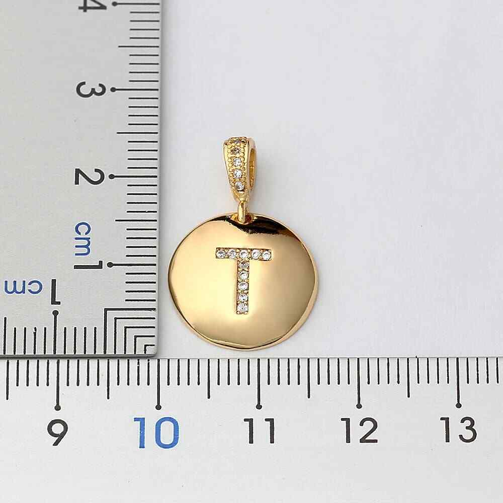 Gold Necklace Pendant Copper CZ Initial Letter 26 A-Z Jewelry Women Girls