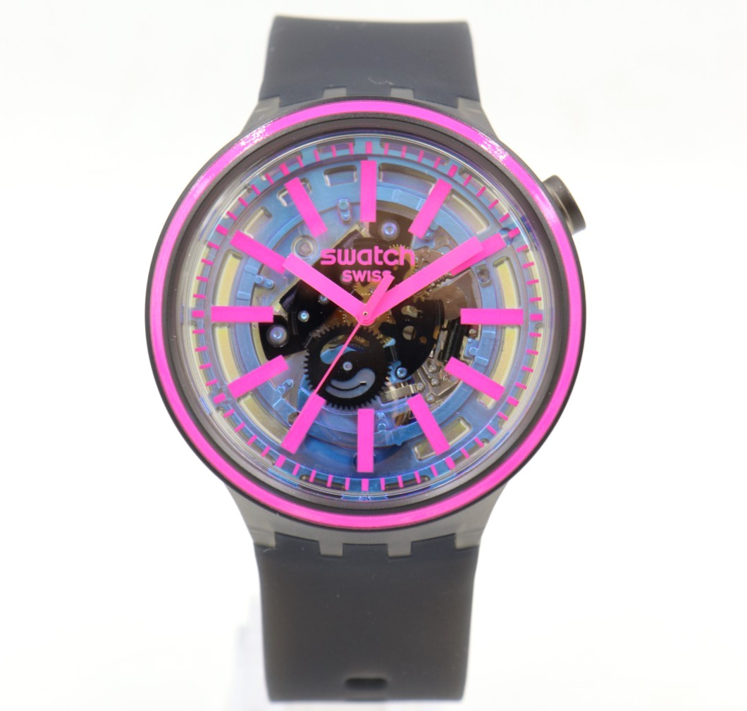 New Swiss Swatch BIG BOLD BLUE TASTE Solar Spectrum Watch 47mm SO27B111 $125