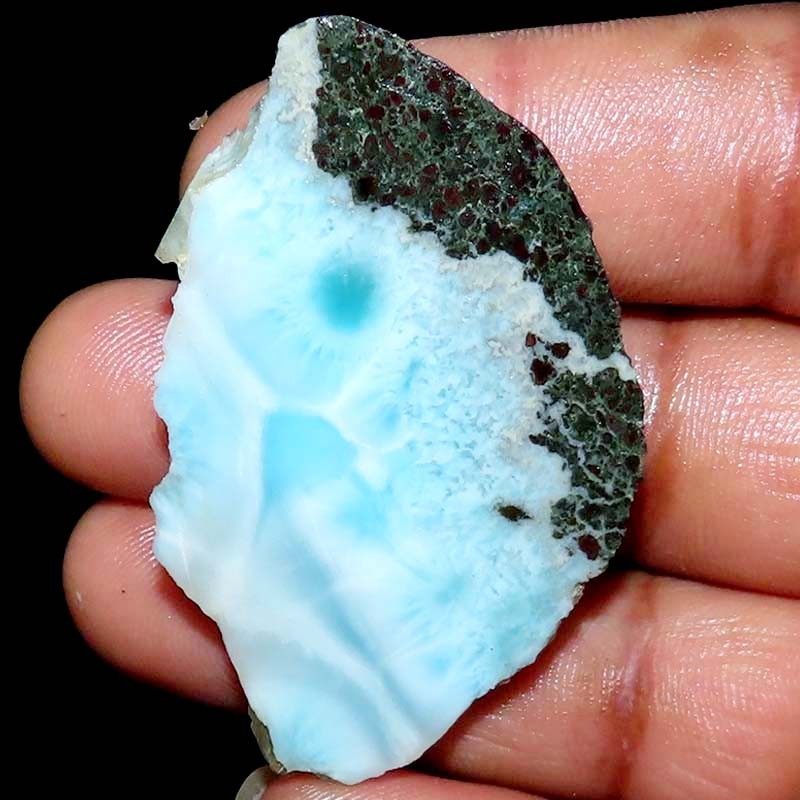 114.55Cts. 100% Natural Sky Blue LARIMAR ROUGH Cabochon Gemstone 37x61x6mm BC-66