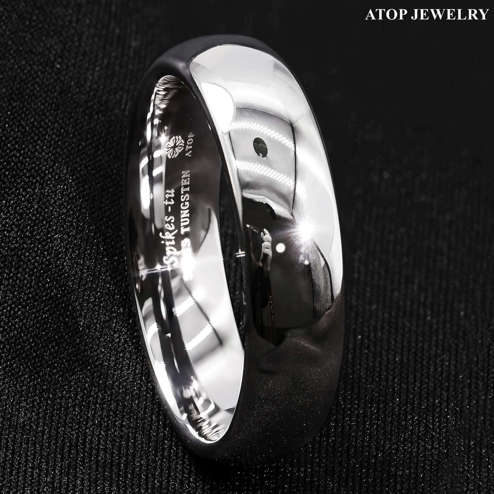 Tungsten Carbide Silver White Polish Dome Wedding Band Ring ATOP Men’s Jewelry