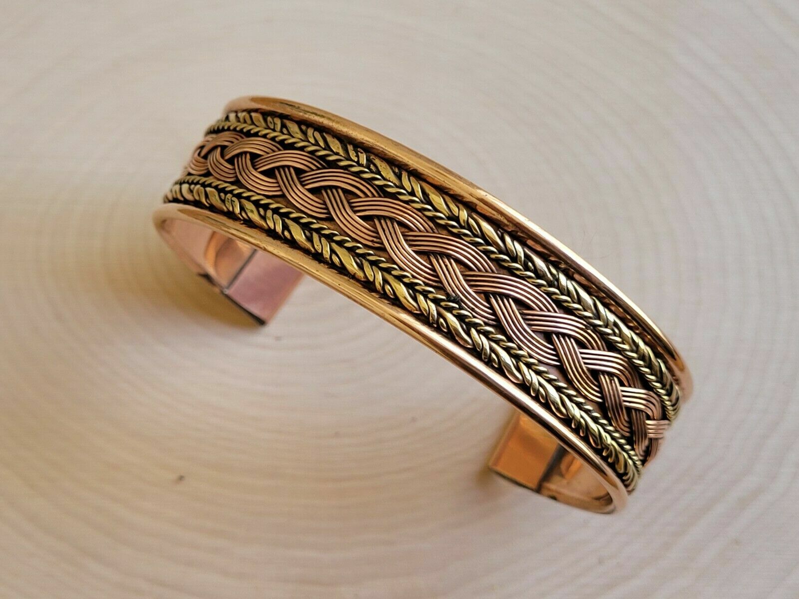 Solid Copper Two Tone Cuffed Health Bracelet – Pure Copper & Brass Cuff Bracelet