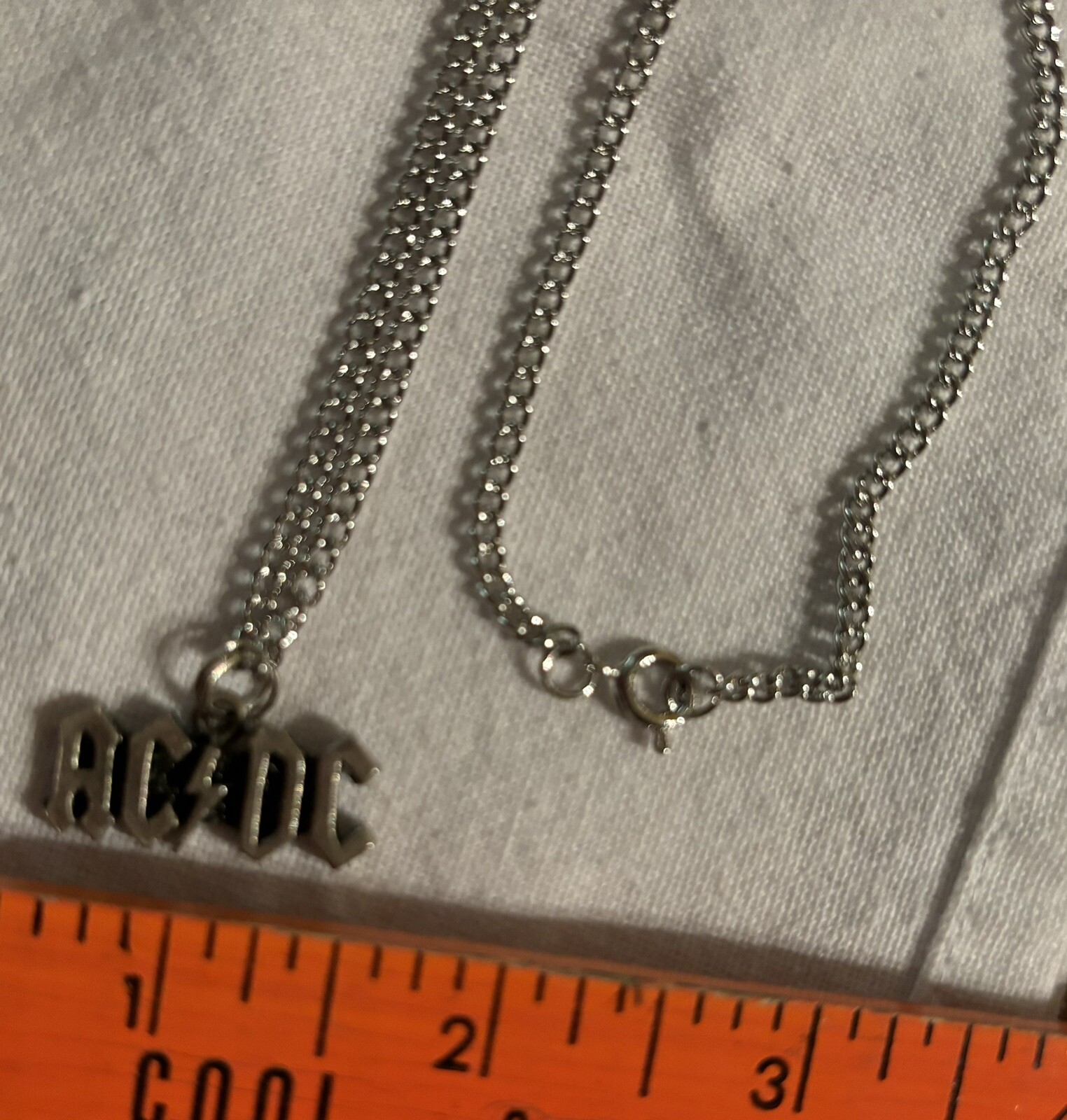 NEW Pewter ACDC Band Pendant charm on 24 inch silver colored chain