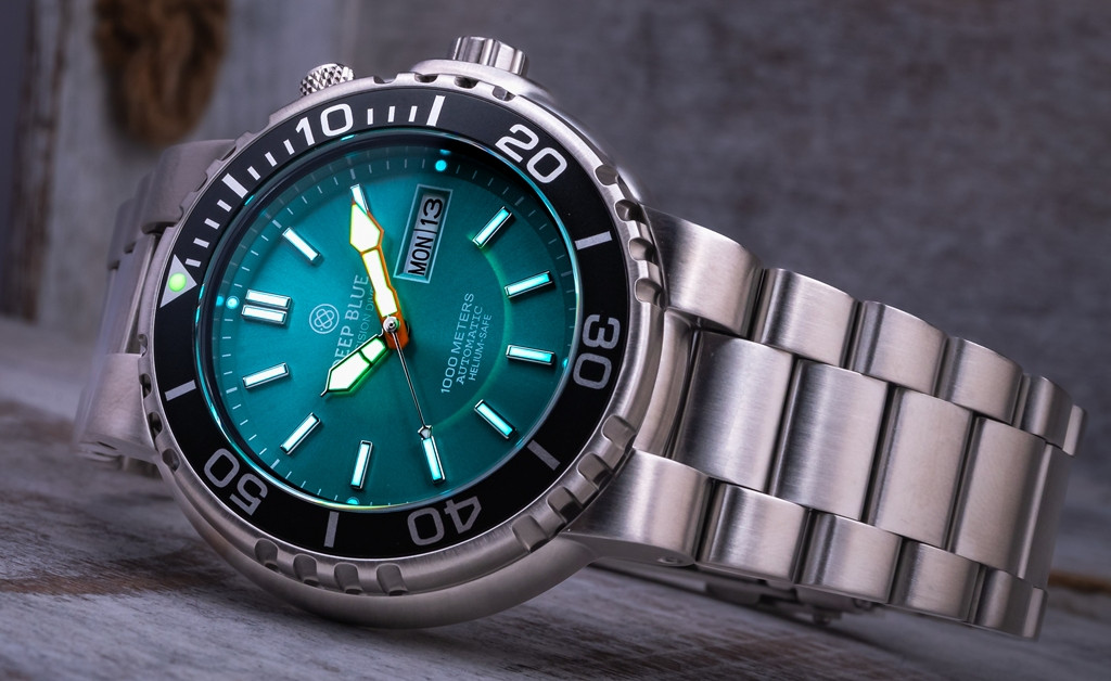 DEEP BLUE PRO SUN DIVER IV 1000 TURQUOISE DIAL DIVER BRACELET