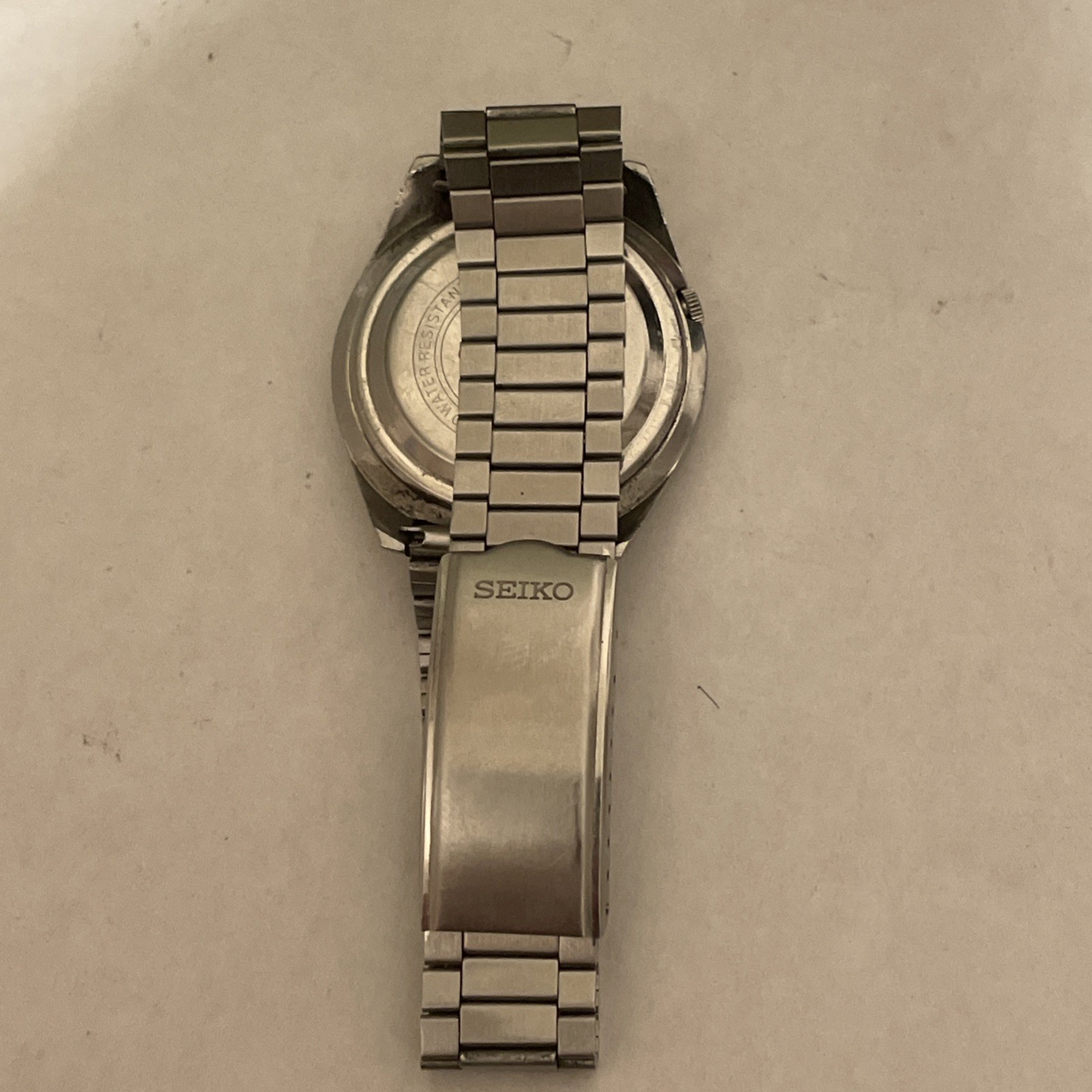 Seiko 5 Actus Watch Men 38mm Black Dial Silver Tone Daydate 7019-7060 Runs VTG