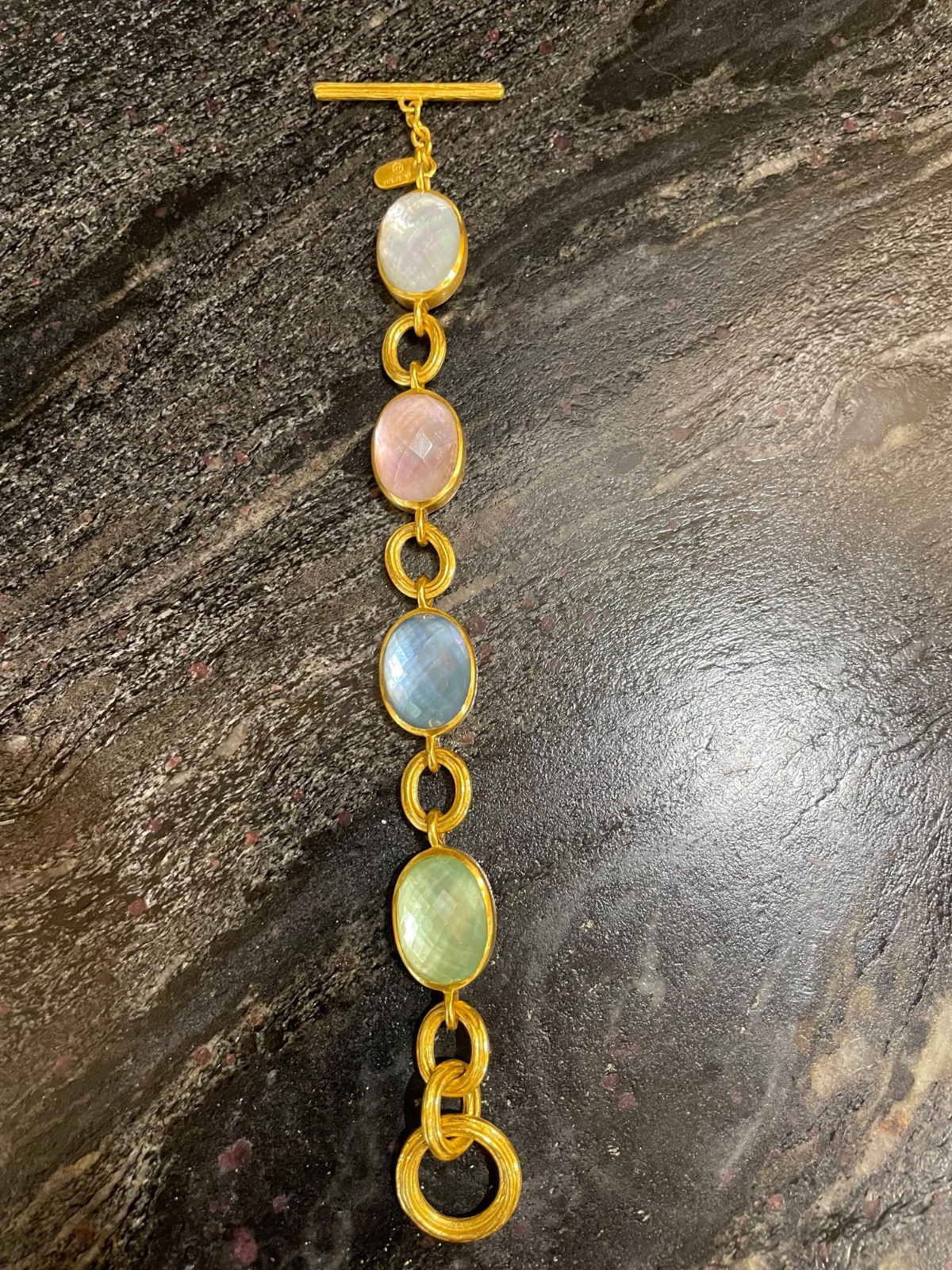 Julie Vos Multi Color Iridescent Pastel Link Bracelet