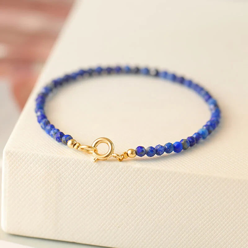 2025HOT 3mm Lapis Lazuli Bracelet Natural Blue Gemstone Healing Reiki Gift