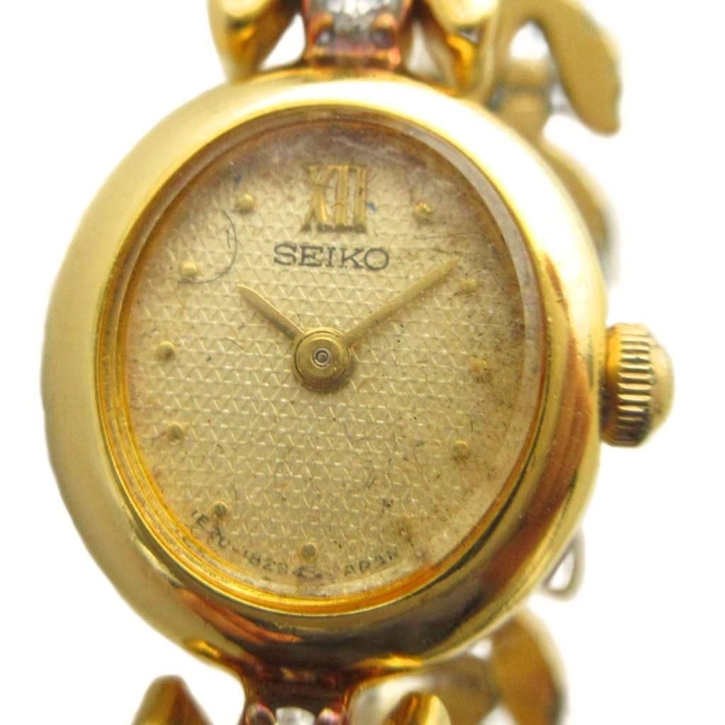 SEIKO 1E20 6050 Watch Quartz Logo Gold Color GY11 MQ