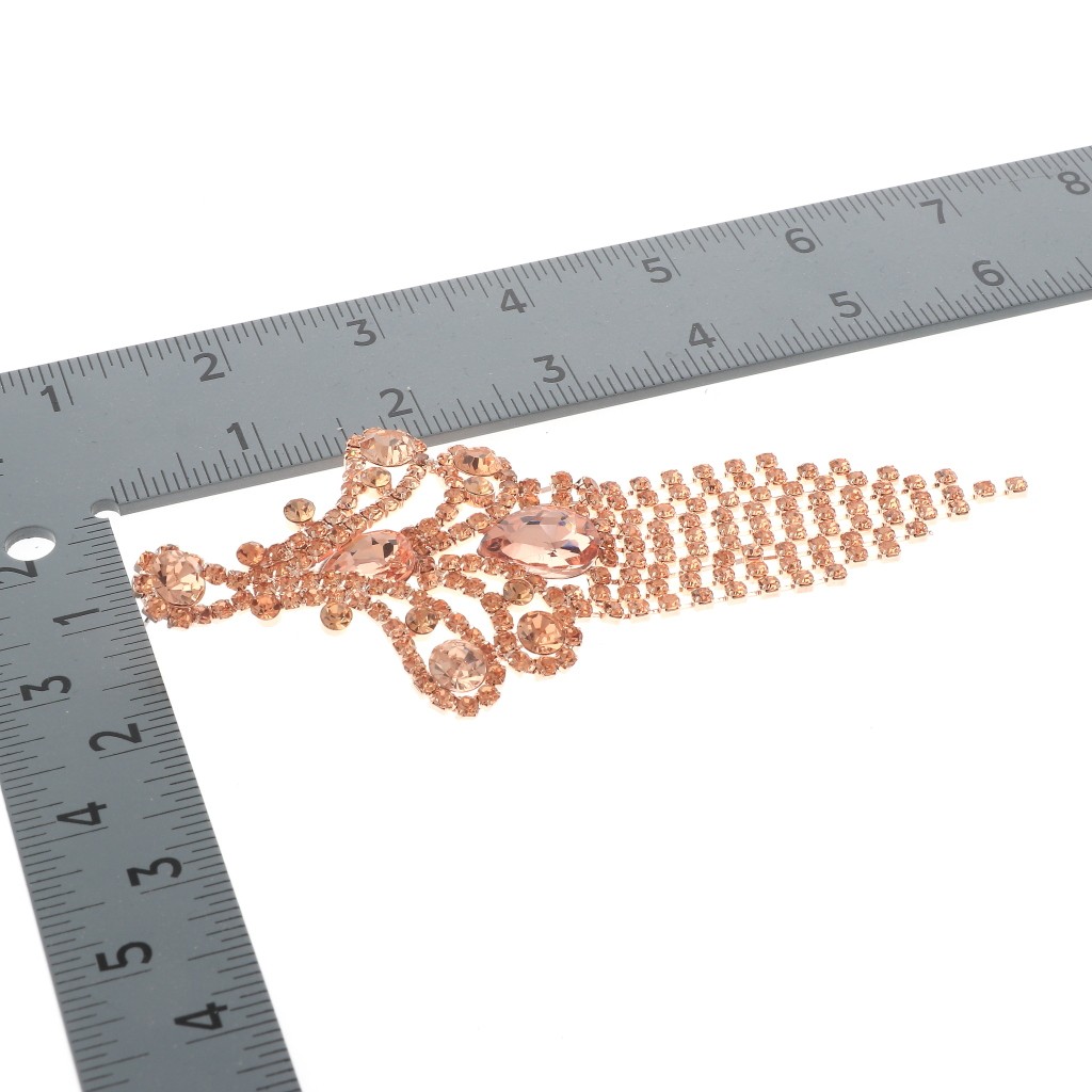Rose Gold Tone Alloy Metal Crystal Rhinestone Chandelier Post Earrings ESE263…