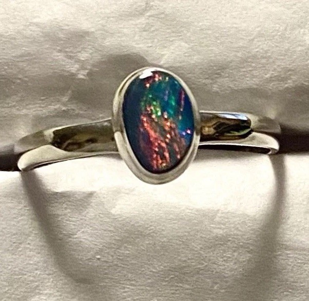 Amazing Natural Australian Opal Ring 925 Sterling Silver Size 8🌹