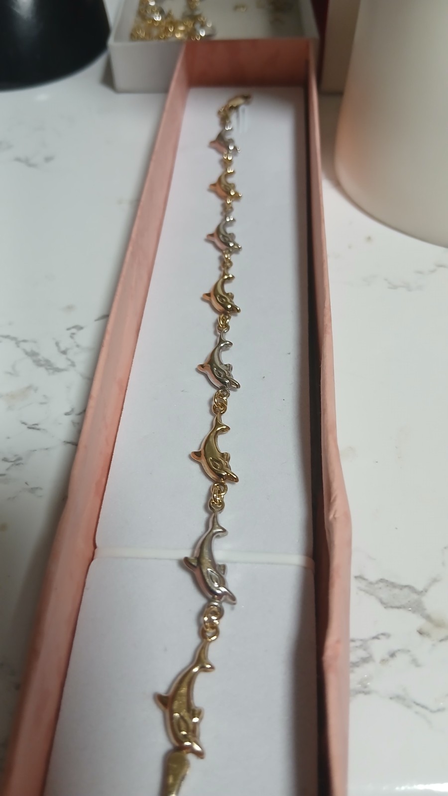 9ct Yellow and white Gold dolphins Bracelet.