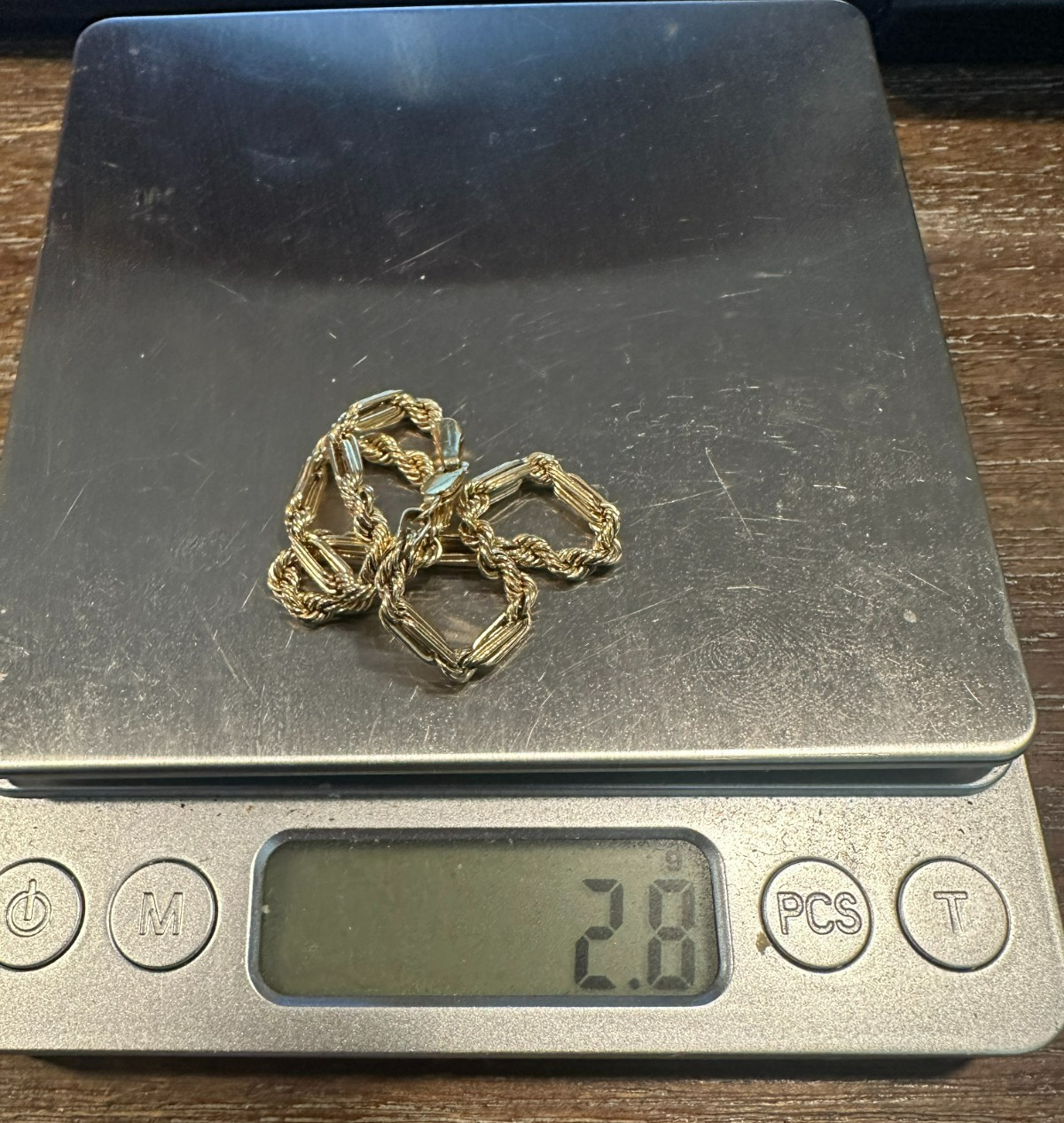 14k Gold Figarope Rope Twist Chain Bracelet Lobster Clasp 2.8 Grams 8.25″