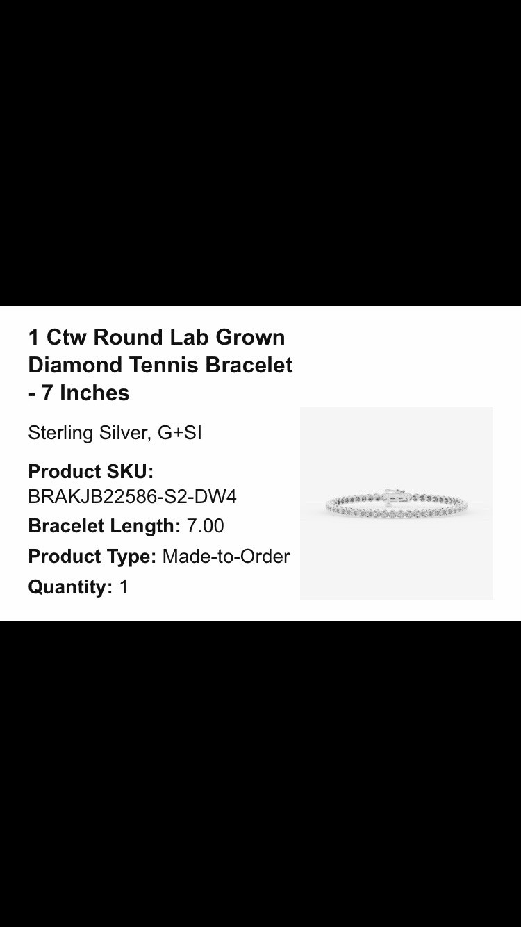 1 ctw Round Lab-Created Diamond Tennis Bracelet 7in 925 Sterling Silver G SI