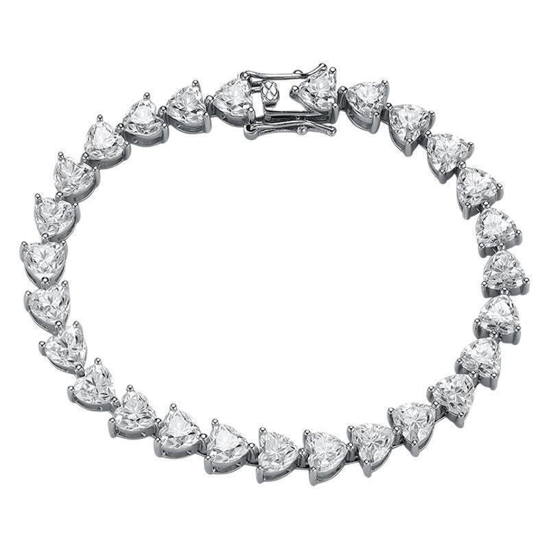 MOISSANITE Tennis Bracelet 5mm Heart Cut D Color VVS1 Women 925 Sterling Silver