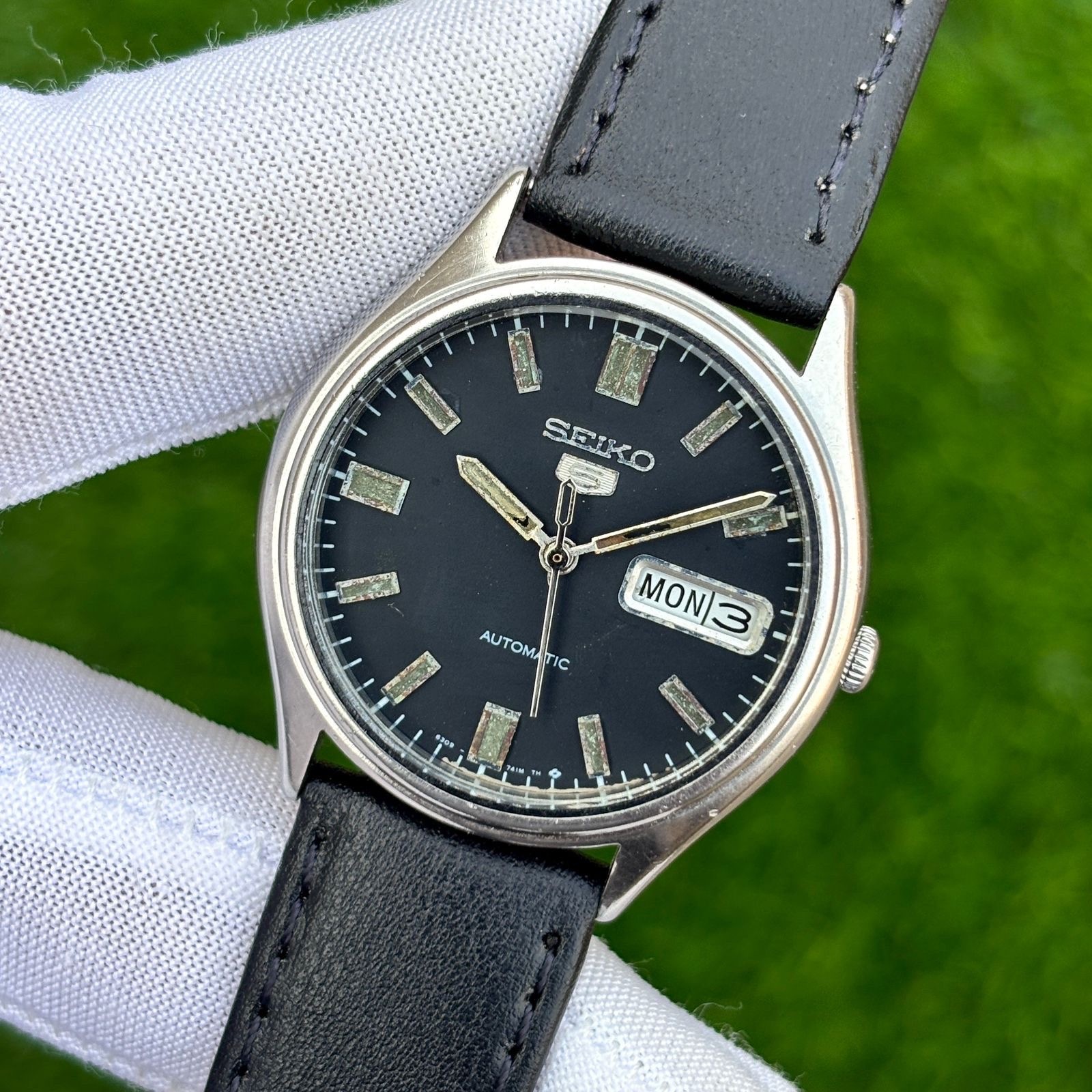 Vintage Seiko 5 Matte Black Dial Automatic Japan Made Men’s Watch 6309-7320