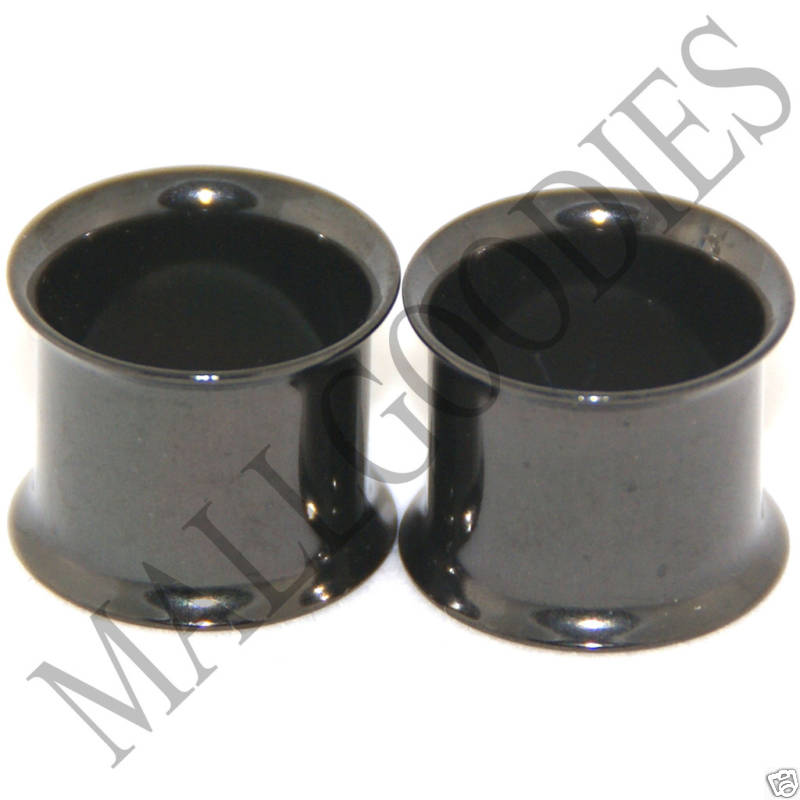 0226 Black Double Flare Flesh Tunnels Earlets Saddle Gauges 1/2″ Plugs 12.7mm