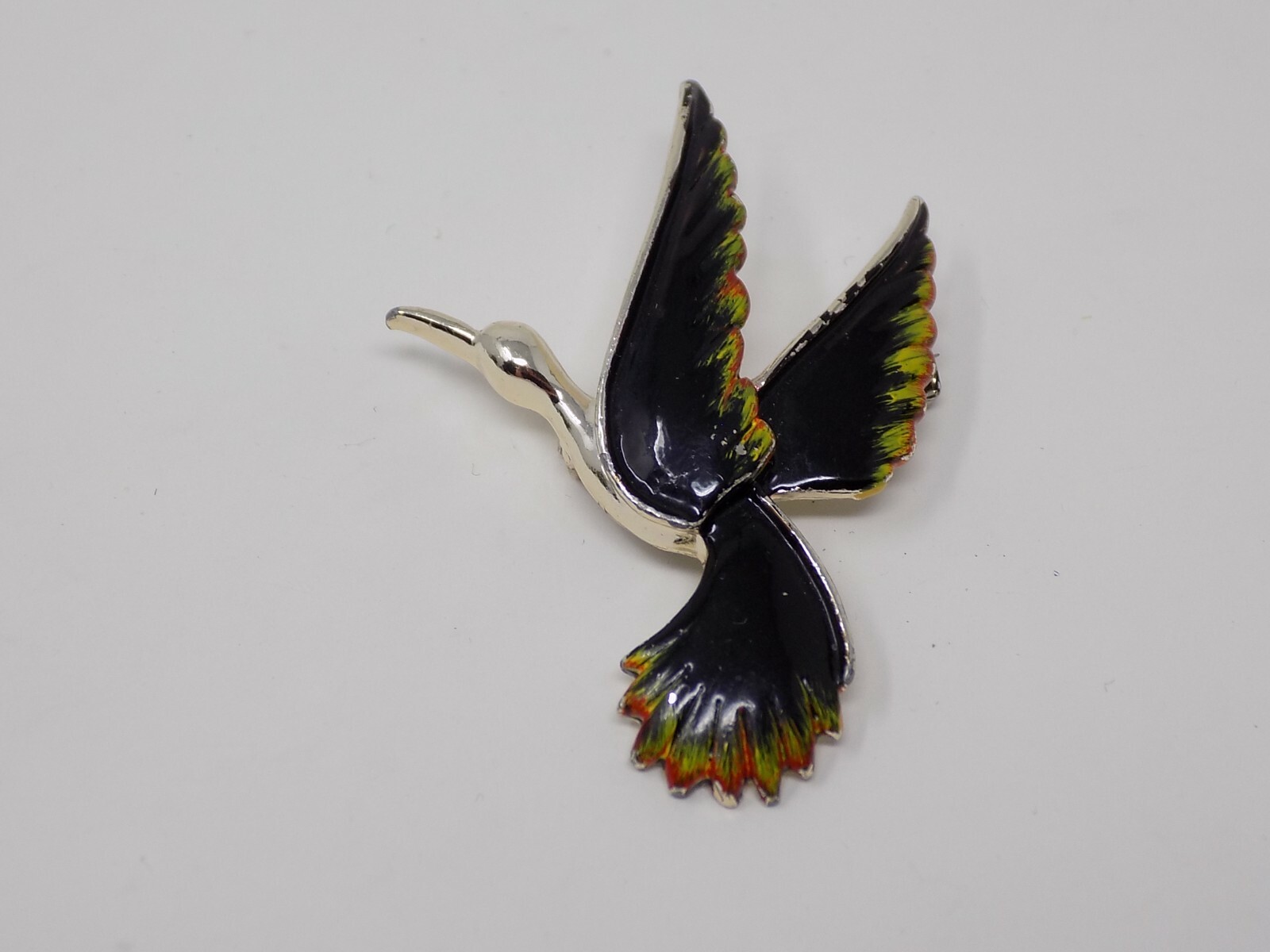 Vintage Signed Gerrys Blue Enamel Bird Duck in Flight Pin Brooch 2 1/8 inches
