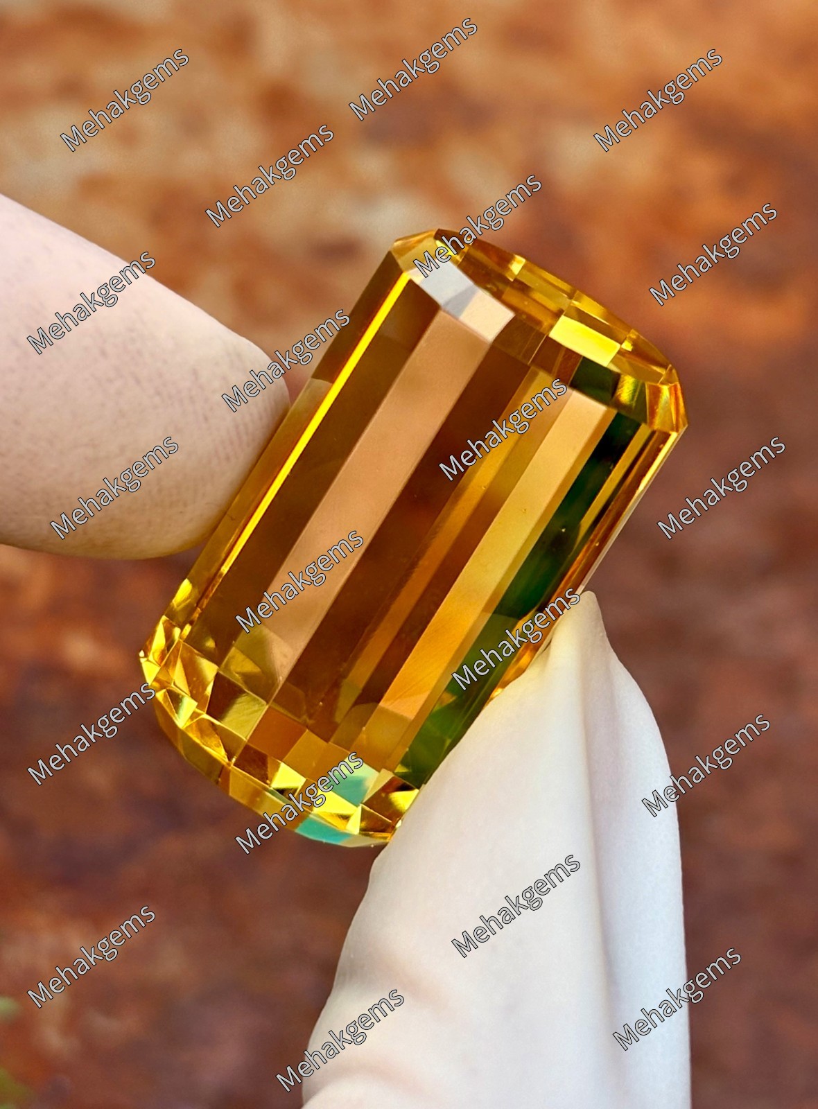 Large 98 Ct Citrine Gemstone, Pendant Size Cube Shape, Golden Yellow , November