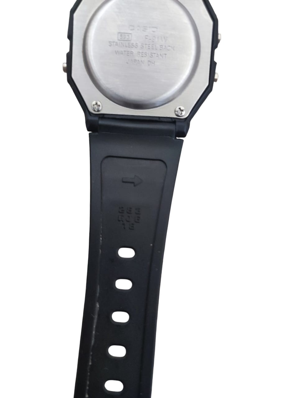 Casio F-91W Digital Watch 593 Black Resin Alarm Chronograph Tested Works