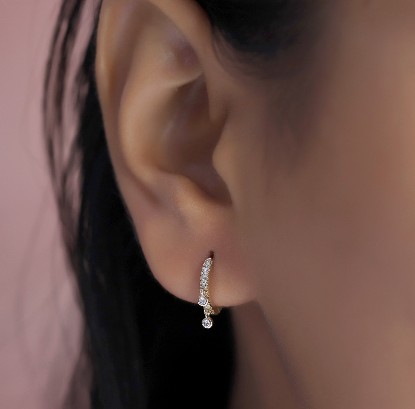 1/8 Ct Lab Grown Diamond Drop Dangle Single Earring in 14K Yellow Gold