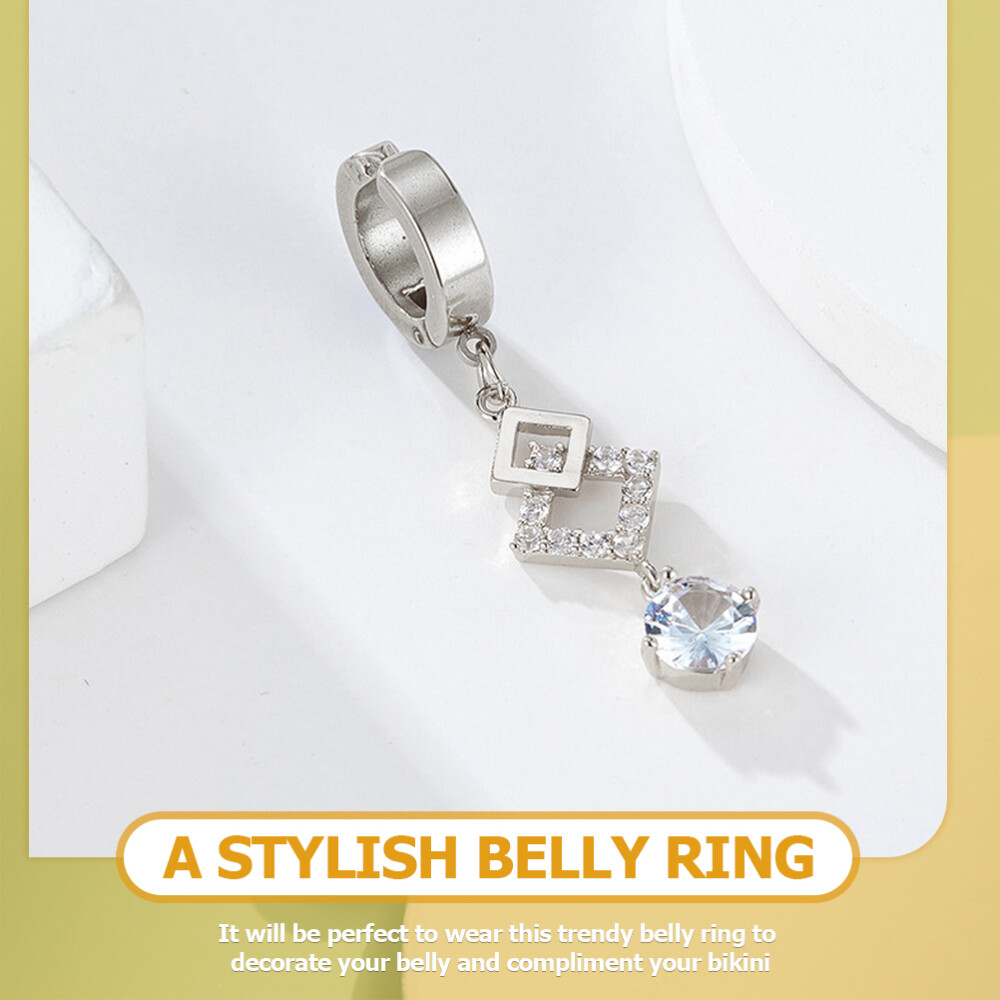 Belly Button Rings Clip On Dangle Zircon Belly Ring Pendant Women Body Jewelry