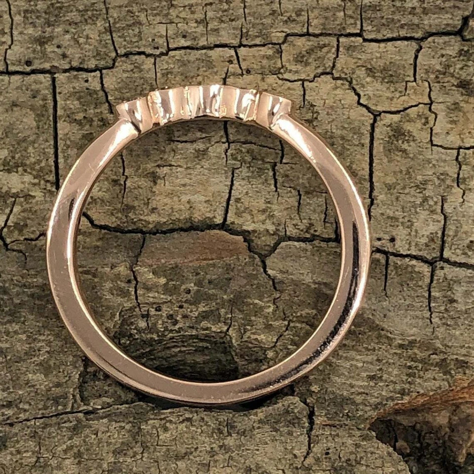 2 Ct Round Cut Simulated Diamond 5-Stone Wedding Band Ring 14k Rose Gold Plated
