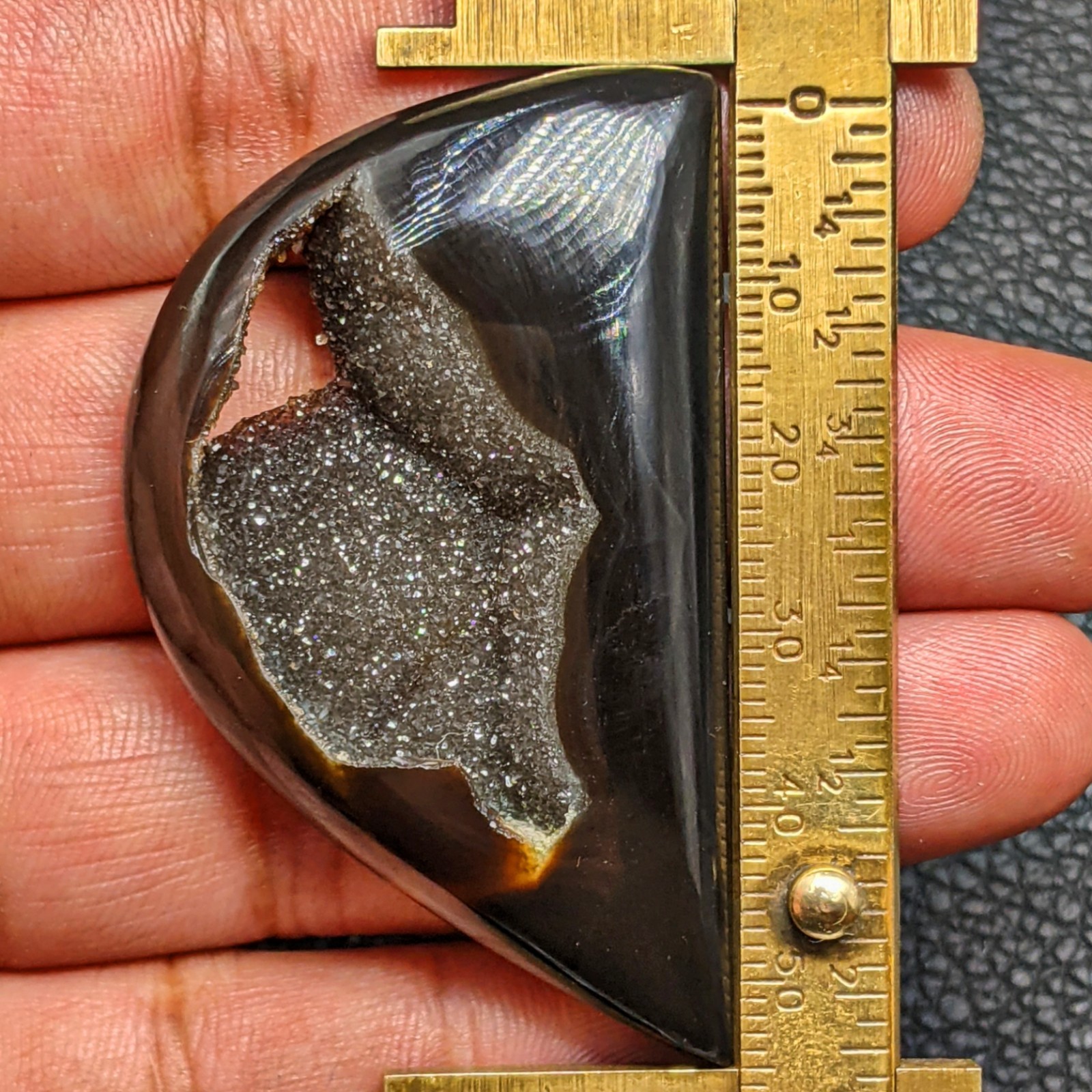 Natural Black Onyx Druzy Freeform Shape Cabochon Loose Gemstone 55x32mm