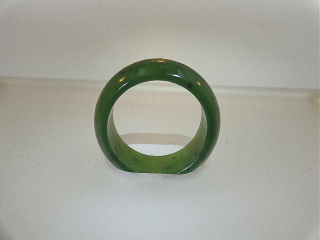 9-10MM NATURAL LIGHT-MEDIUM SOLID CANADIAN NEPHRITE JADE WIDE BAND DOMED RING