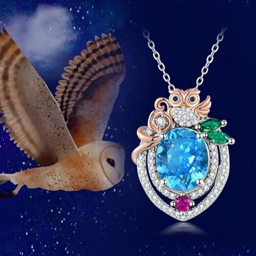 European and American Personality Trend Owl Necklace for Women with gift box