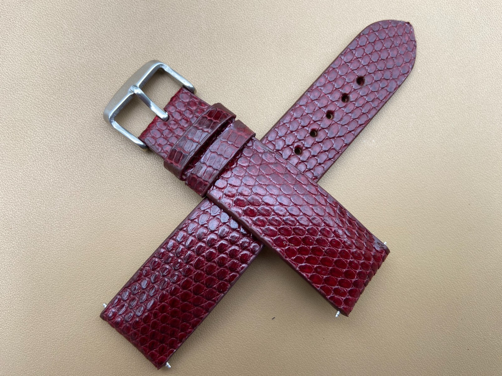 Dark Red Lizard Leather Watch Strap Band 16 17 18mm 19 20mm 21mm 22mm 24mm 26mm.