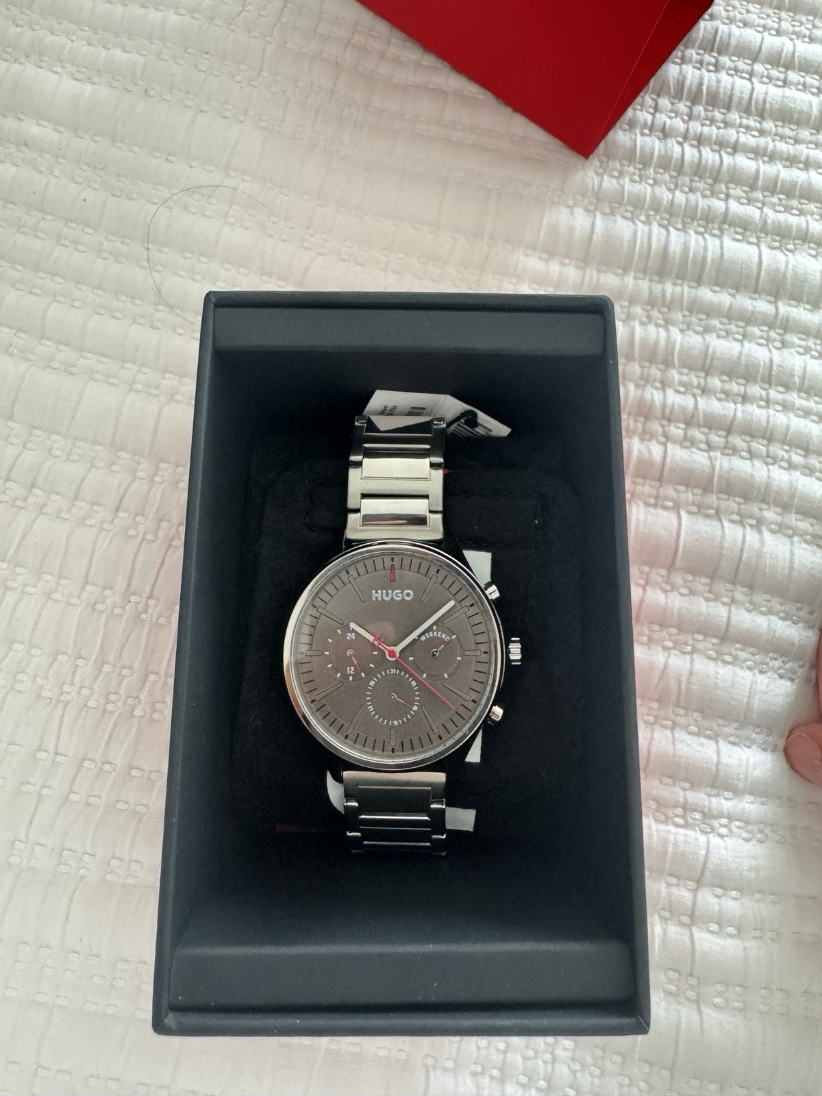 HUGO Boss Men’s #Smash Black Ion Plated Bracelet Watch 43mm Black Dial Gold 3ATM