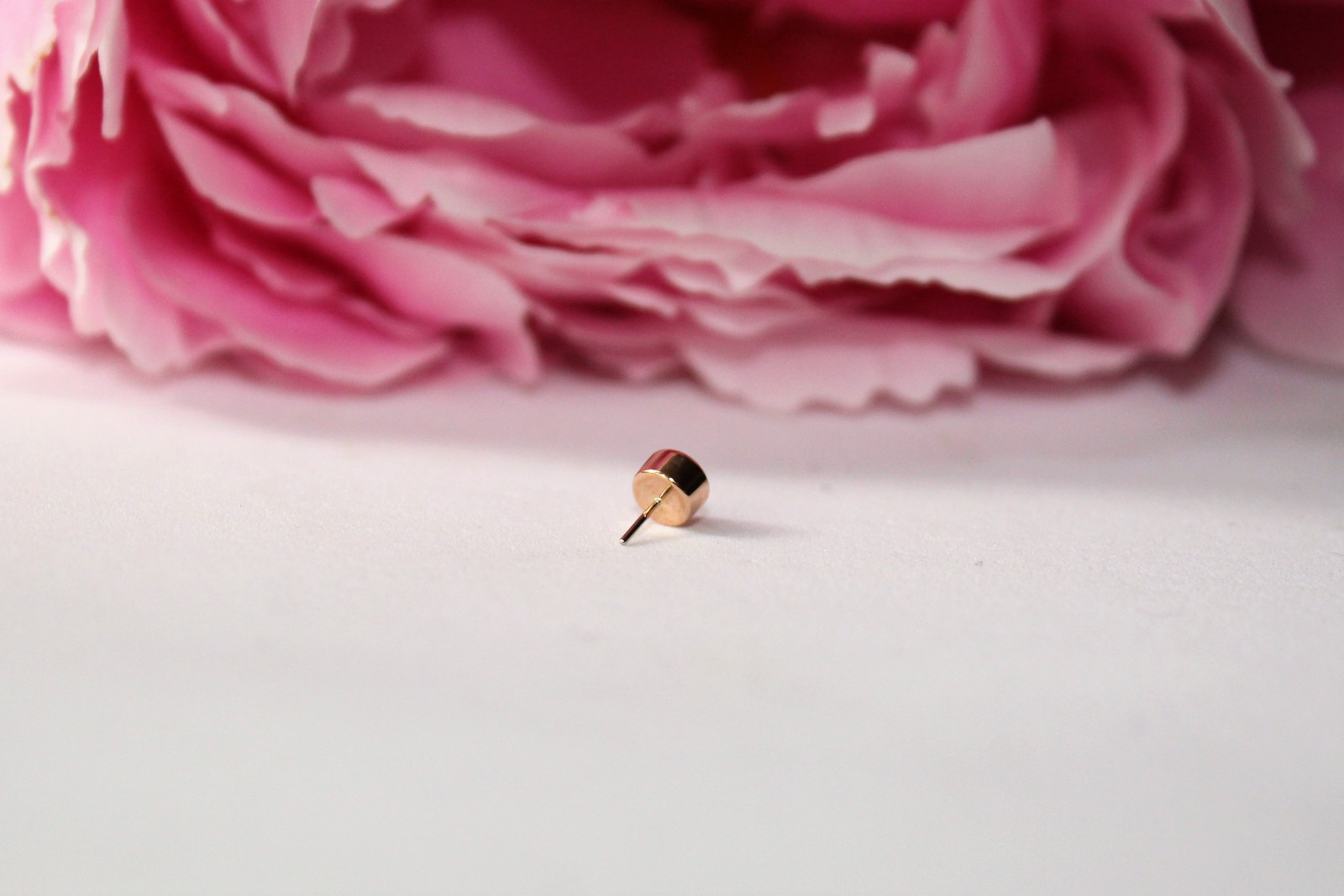 14k Solid Gold Bezel Stud With Real Opal, 25g threadless 14g and16g threaded pin
