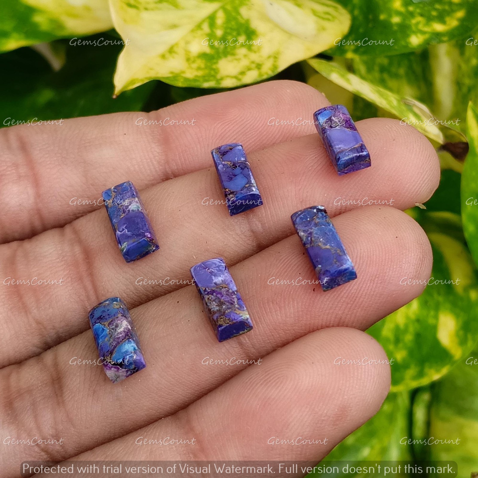Natural Purple Copper Turquoise Rectangle Cabochon Gemstone 5x10mm-15x30mm