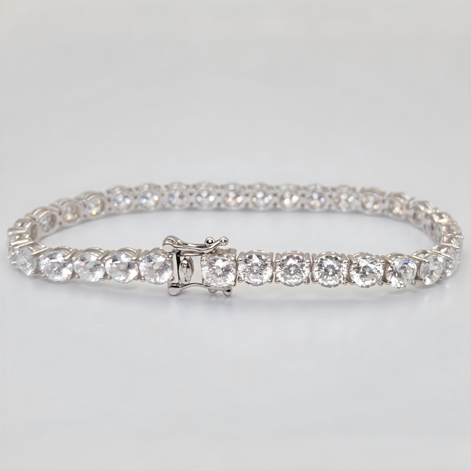 13.5ctw D-VVS1 Portuguese Cut Moissanite Tennis Bracelet, 925 Sterling Silver 7″