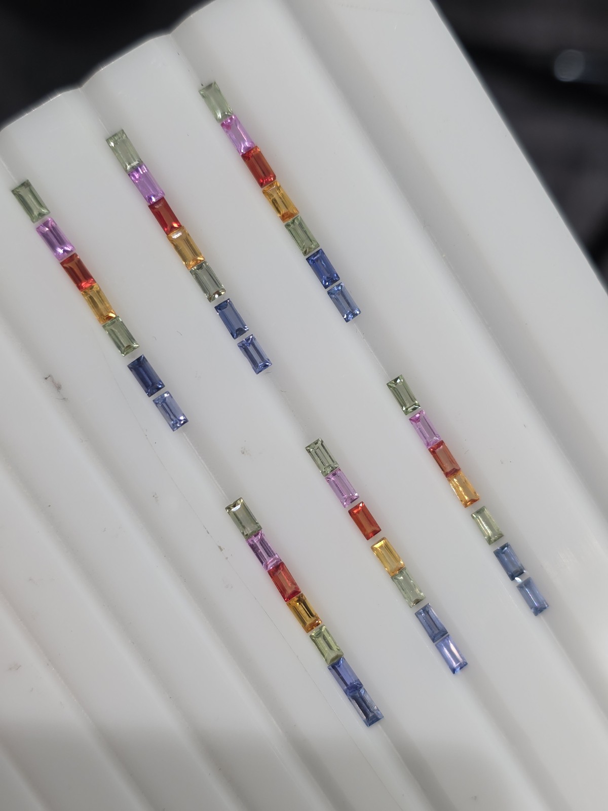 4x2mm Natural Fancy Rainbow Sapphire Good Quality Baguettes 7 Stones set