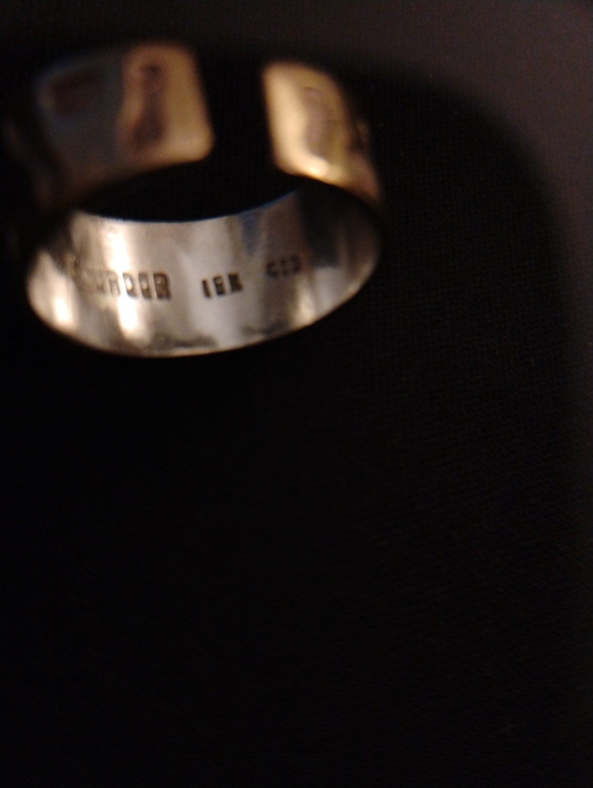 Vintage 18K Gold and Palladium Alien Petroglyph Annunaki Mens Ring Size 9.5