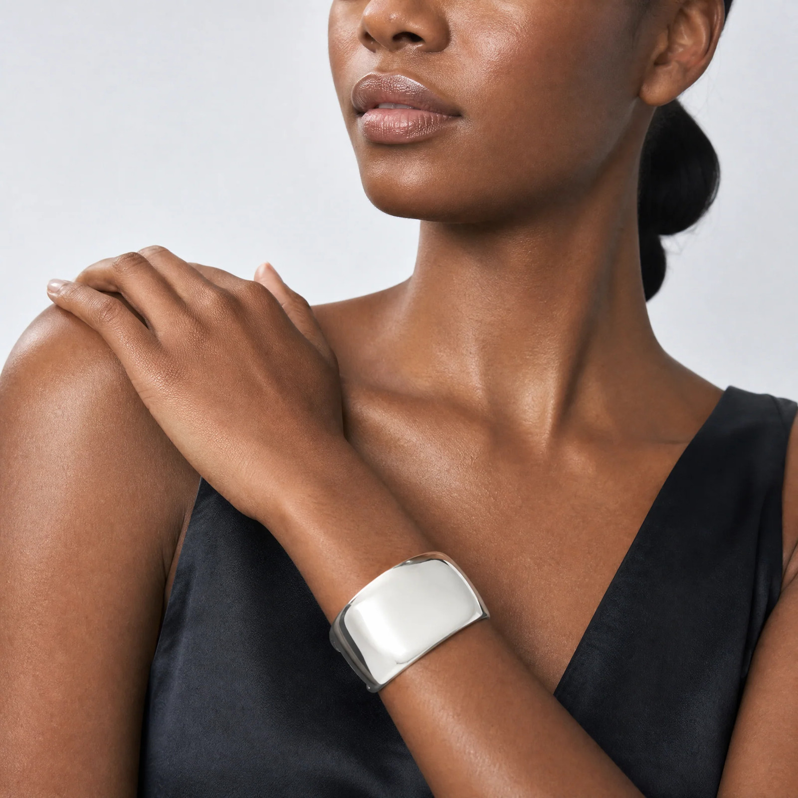 Sterling Silver Polished 40mm Domed Cuff Bangle