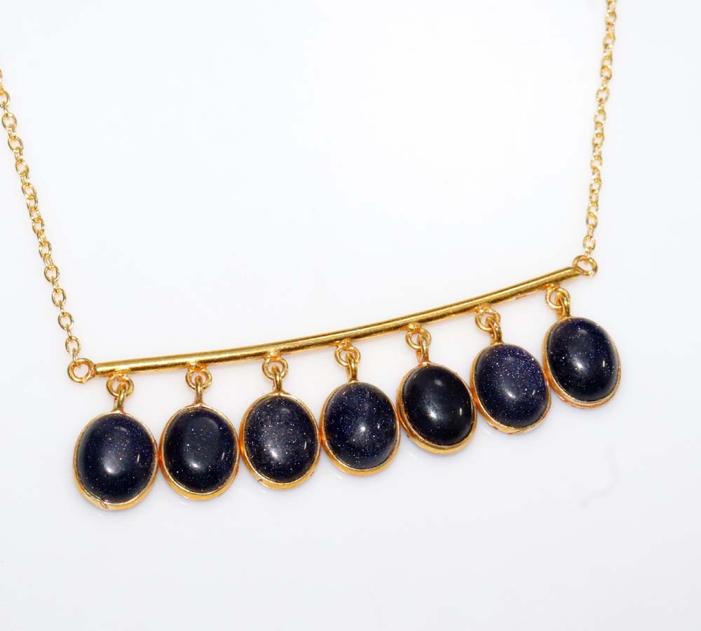 Golden Plated Exclusive Purple Sandstone Bezel Necklace 19″ Most Beautiful GW