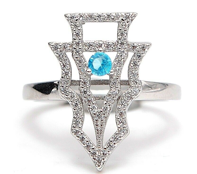 Heat Treated 1CT Blue Topaz 925 Solid Sterling Silver Ring Sz 7 UB3-9