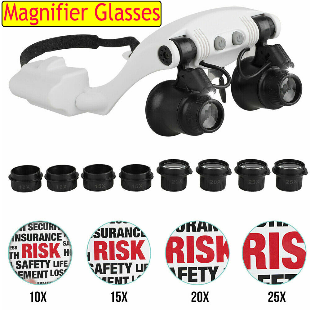 LED Magnifier Glasses Magnifying Headband Eyewear for Watchmaker Jewelers Repair