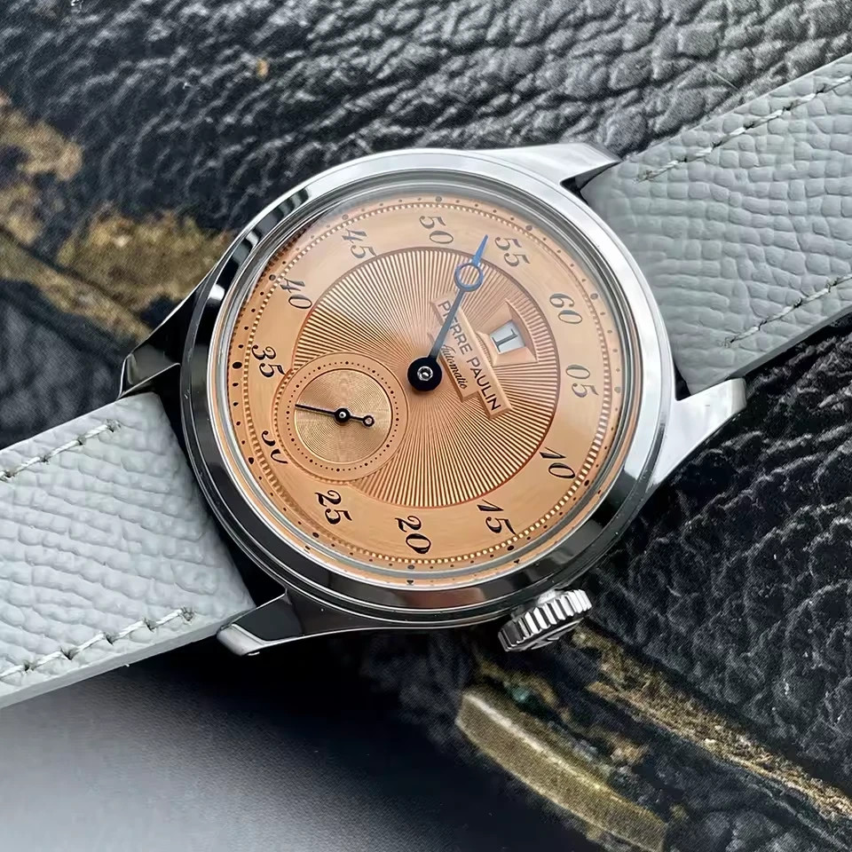 NEW Pierre Paulin Jumping Hour Men Watch Salmon Dial Automatic St17 Vintage 38mm