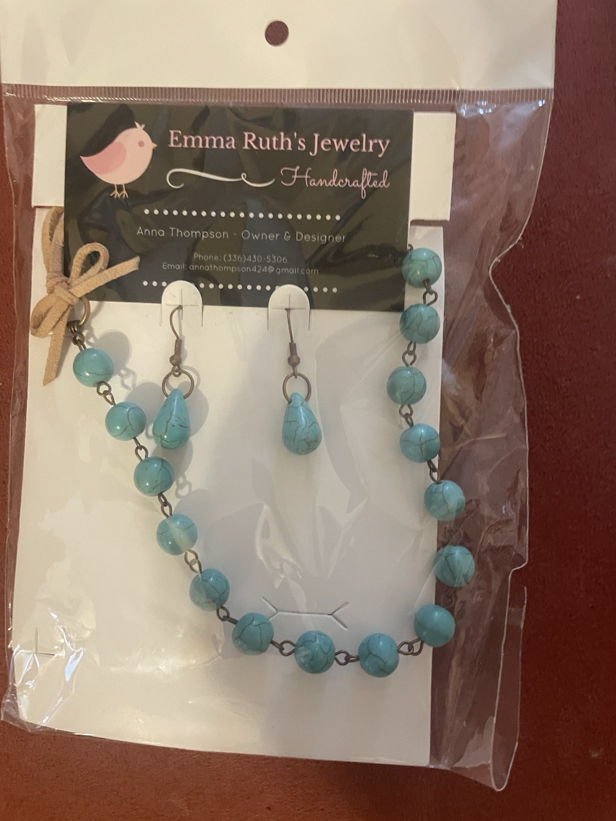 Emma Ruth’s Jewelry Handmade Turquoise Stone Beaded Necklace w/ Animal Charm
