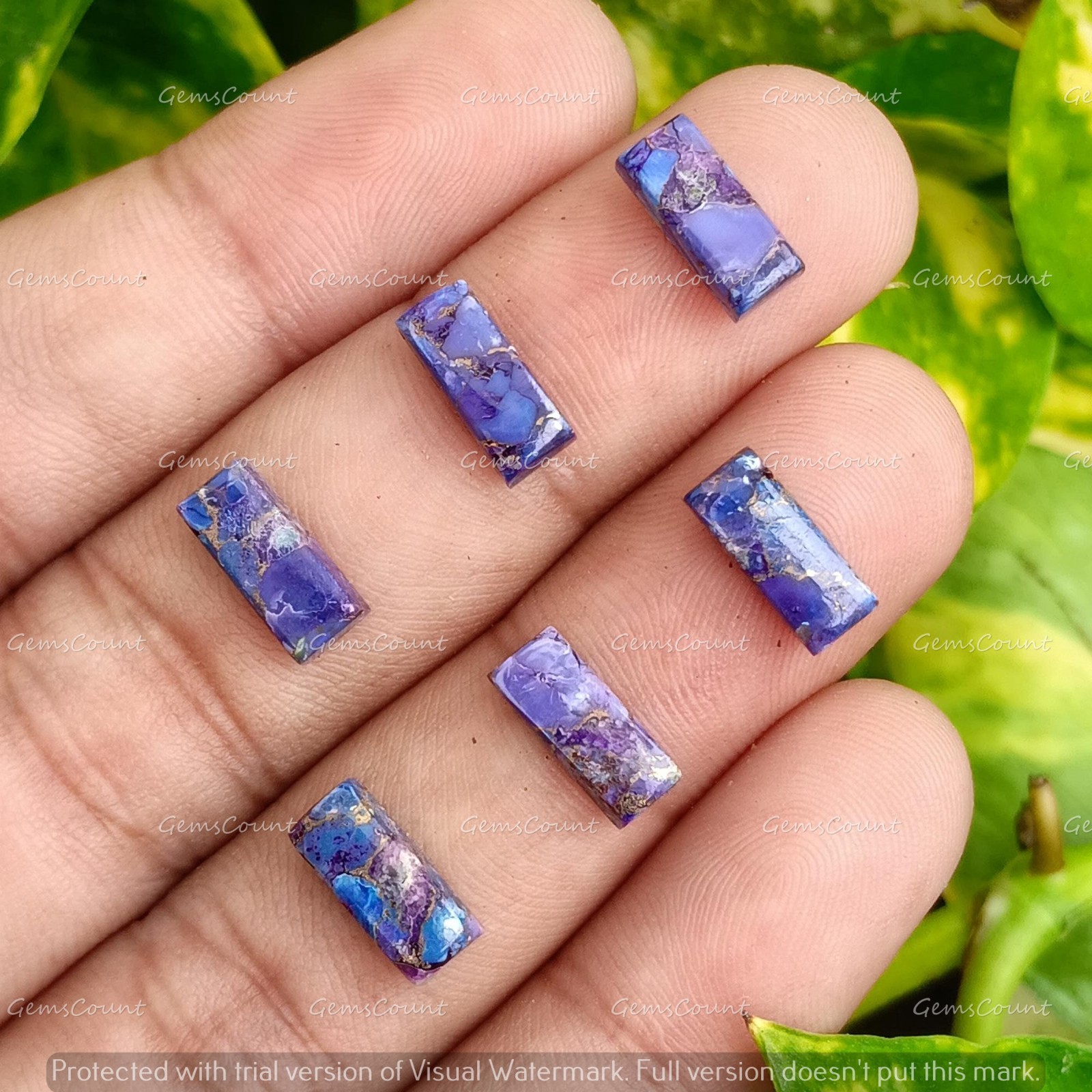 Natural Purple Copper Turquoise Rectangle Cabochon Gemstone 5x10mm-15x30mm