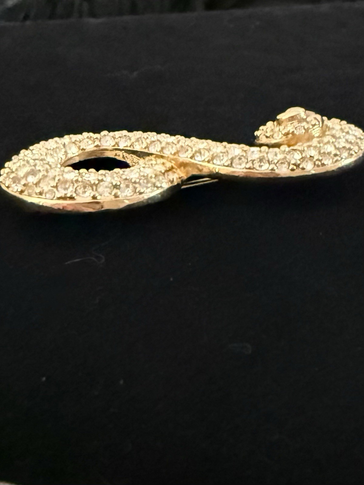Swarovski Clear Crystal Rhinestone Pavé Swirl Brooch Pin Metal 2 in Art