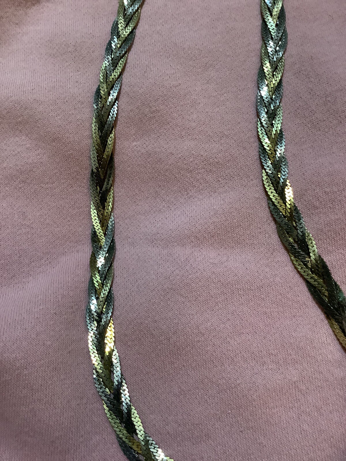 VTG SIGNED KOREA 24″ Copper/ Gold/Silver Tri-Color Braided~ Beautiful