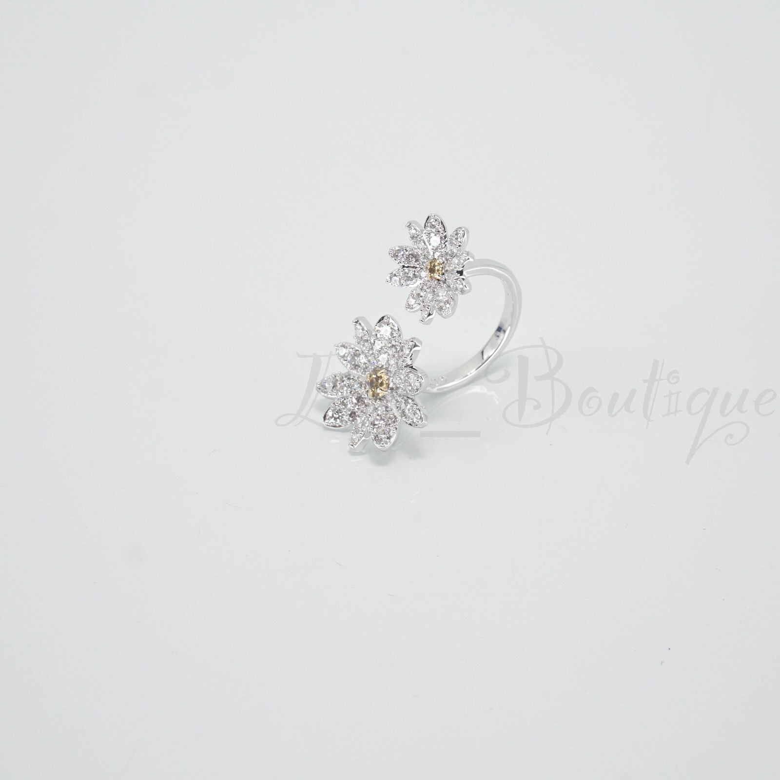 NIB Swarovski 5534941 Eternal Flower Open Ring Metal Crystal Yellow $169 Size 58