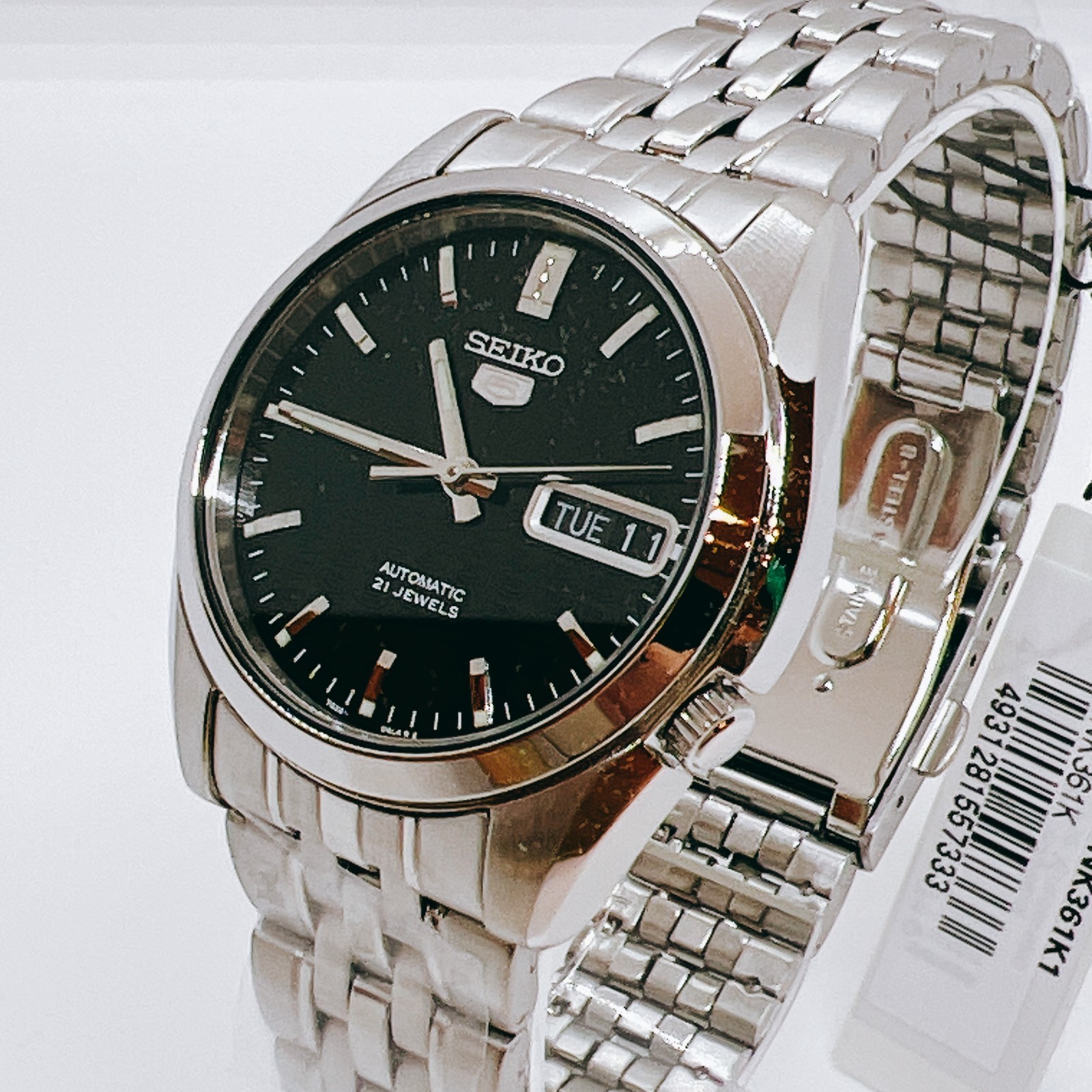 Seiko 5 SNK361K Automatic Men’s Watch Black Dial 37mm Analog SS SNK361 Holiday