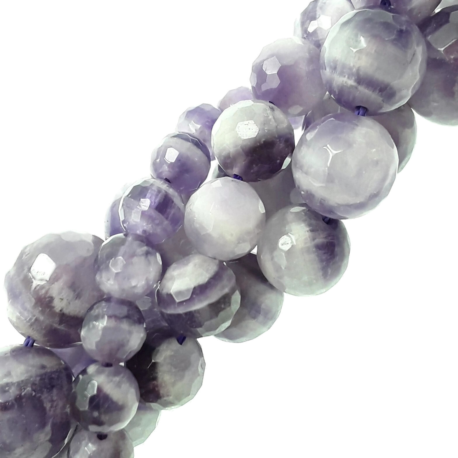 Chevron Amethyst Faceted Round Beads 4mm 6mm 8mm 10mm 12mm Approx 15.5″ Strand